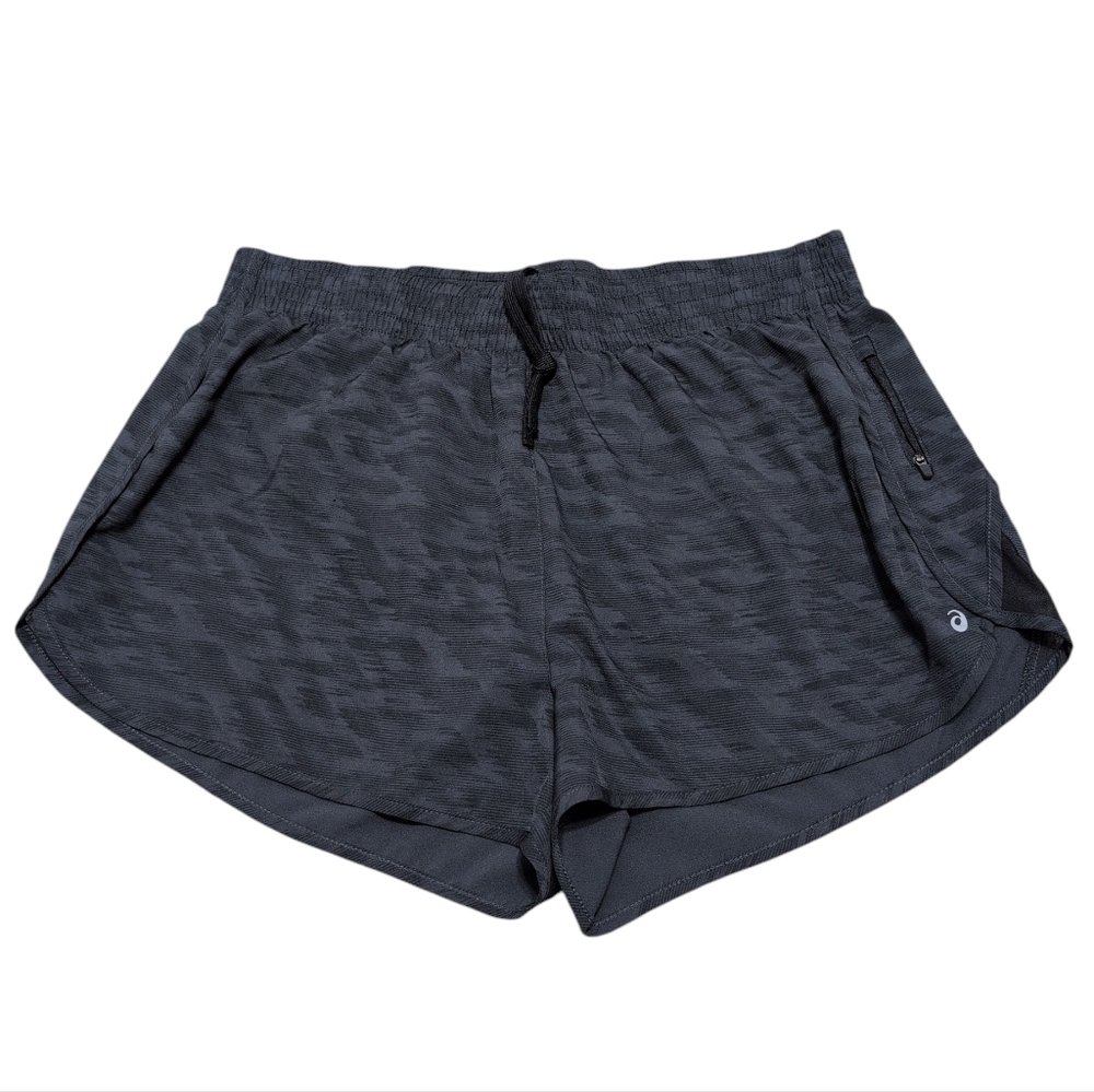 Asics Running Shorts Black Gray With Liner with Drawstring Women's XL‎